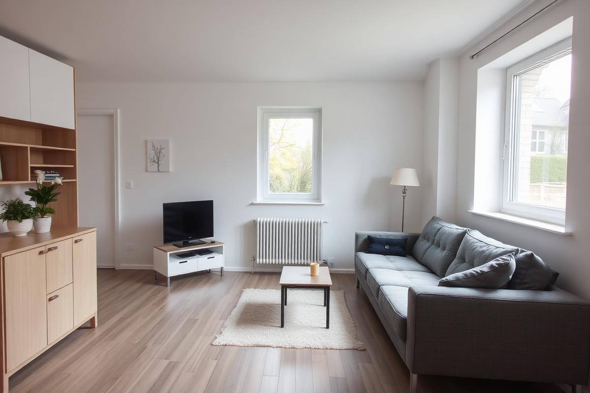 Gewöhnliches Wohnzimmer vor der KI-Einrichtung